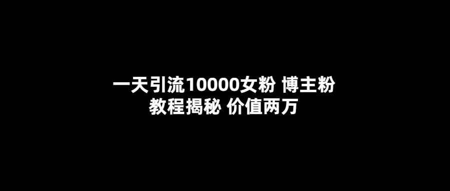 一天引流10000女粉，博主粉教程揭秘（价值两万）-九节课