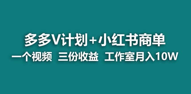 【蓝海项目】多多v计划+小红书商单 一个视频三份收益 工作室月入10w-九节课