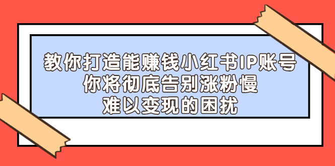 教你打造能赚钱小红书IP账号，了解透彻小红书的真正玩法-九节课