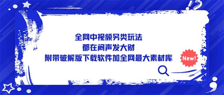 全网中视频另类玩法，都在闷声发大财，附带下载软件加全网最大素材库-九节课