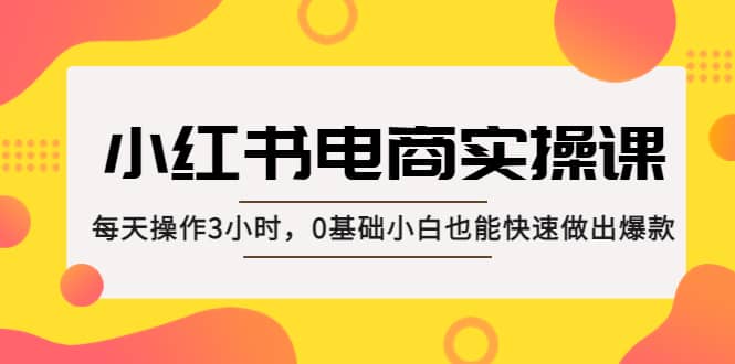 小红书·电商实操课：每天操作3小时，0基础小白也能快速做出爆款-九节课