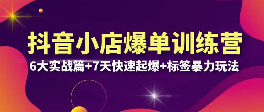 抖音小店爆单训练营VIP线下课：6大实战篇+7天快速起爆+标签暴力玩法(32节)-九节课