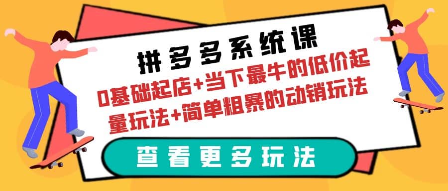 拼多多系统课：0基础起店+当下最牛的低价起量玩法+简单粗暴的动销玩法-九节课