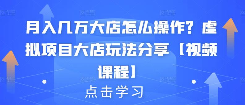 月入几万大店怎么操作？虚拟项目大店玩法分享【视频课程】-九节课