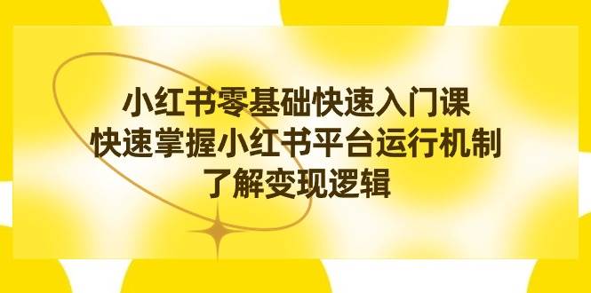 小红书0基础快速入门课，快速掌握小红书平台运行机制，了解变现逻辑-九节课