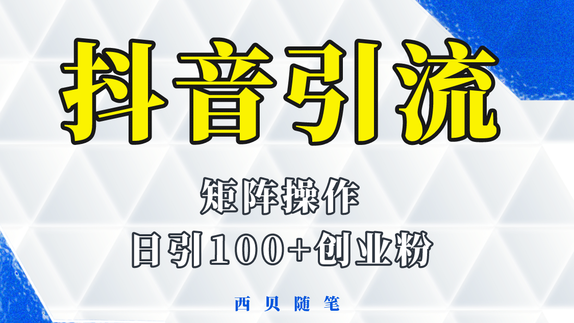 抖音引流术，矩阵操作，一天能引100多创业粉-九节课