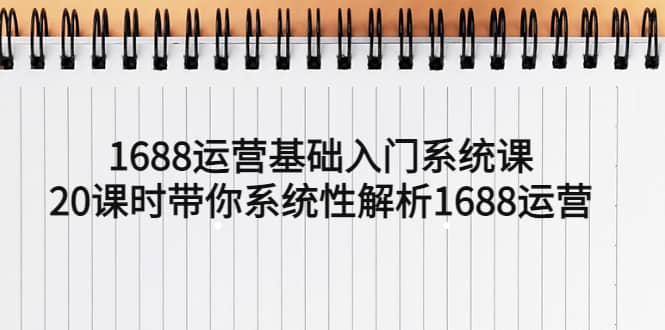 1688运营基础入门系统课，20课时带你系统性解析1688运营-九节课