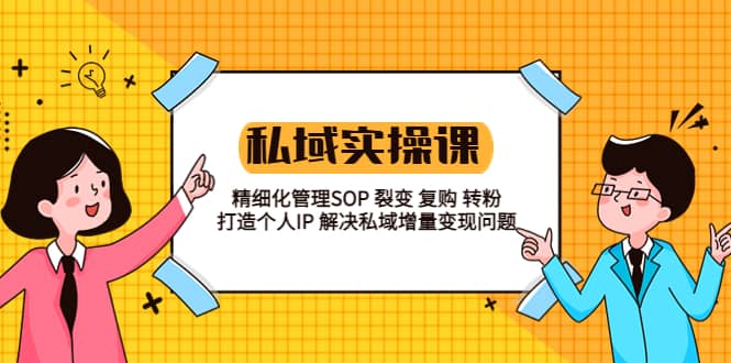 私域实战课程：精细化管理SOP 裂变 复购 转粉 打造个人IP 私域增量变现问题-九节课