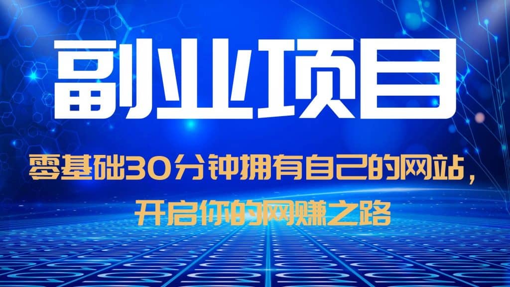 零基础30分钟拥有自己的网站，日赚1000+，开启你的网赚之路（教程+源码）-九节课