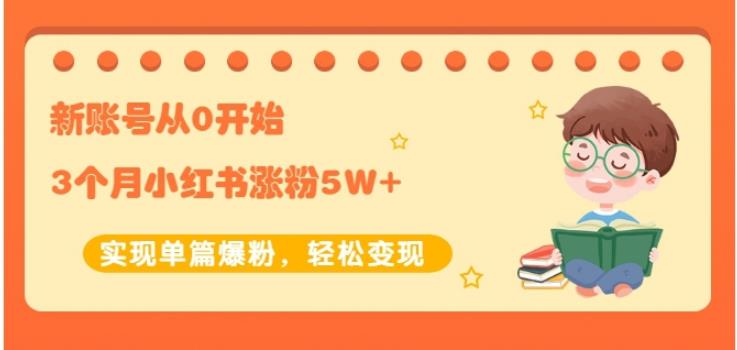 新账号从0开始3个月小红书涨粉5W+实现单篇爆粉，轻松变现（干货）-九节课