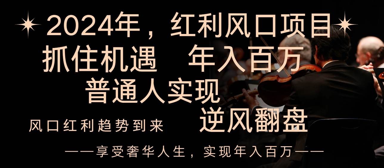 2024红利风口项目来袭，享受第一波红利，逆风翻盘普通人也能实现，年入百万-九节课