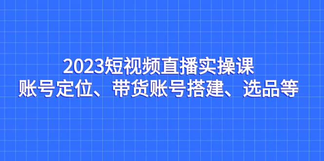 2023短视频直播实操课，账号定位、带货账号搭建、选品等-九节课