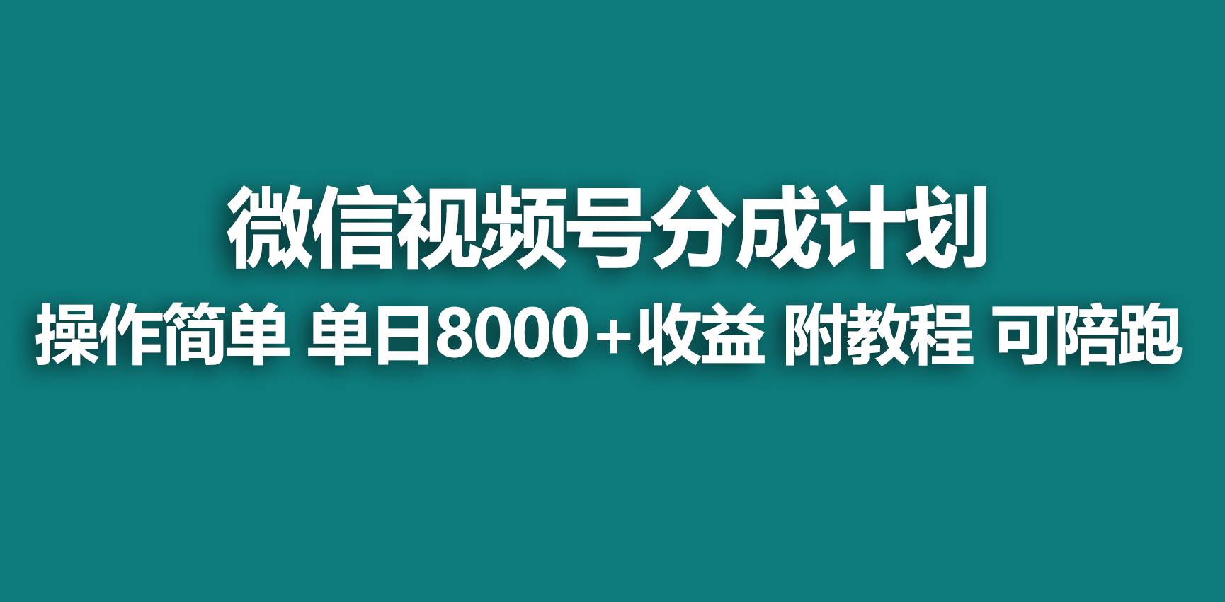 （9087期）【蓝海项目】视频号分成计划，快速开通收益，单天爆单8000+，送玩法教程-九节课