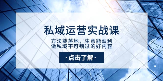 私域运营实战课：方法能落地，生意能盈利，做私域不可错过的好内容-九节课