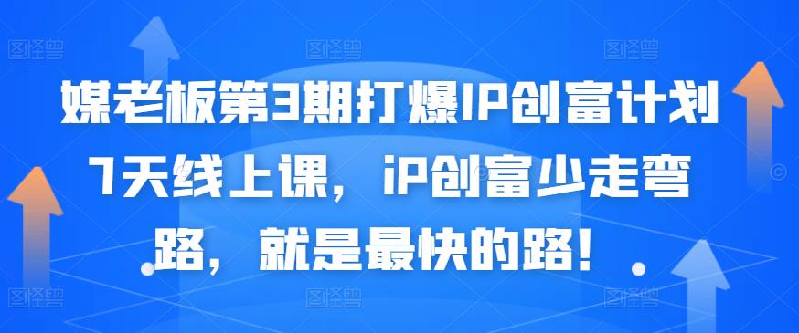 媒老板第3期打爆IP创富计划7天线上课，iP创富少走弯路，就是最快的路！-九节课