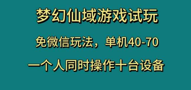 梦幻仙域游戏试玩，免微信玩法，单机40-70，一个人同时操作十台设备【揭秘】-九节课