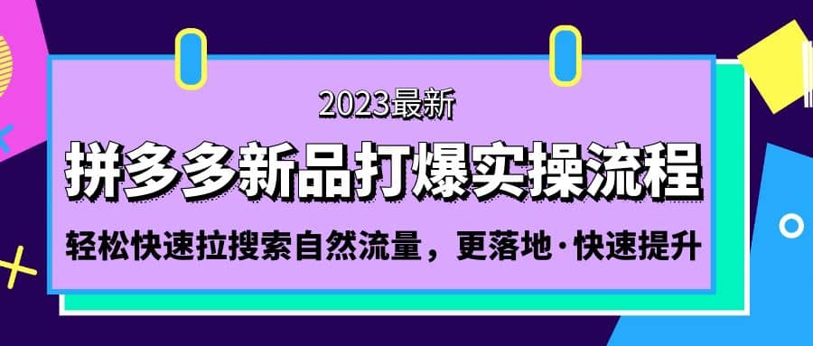 拼多多-新品打爆实操流程：轻松快速拉搜索自然流量，更落地·快速提升-九节课