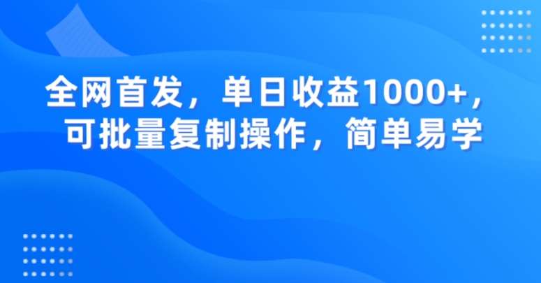 全网首发，单日收益1000+，可批量复制操作，简单易学【揭秘】-九节课