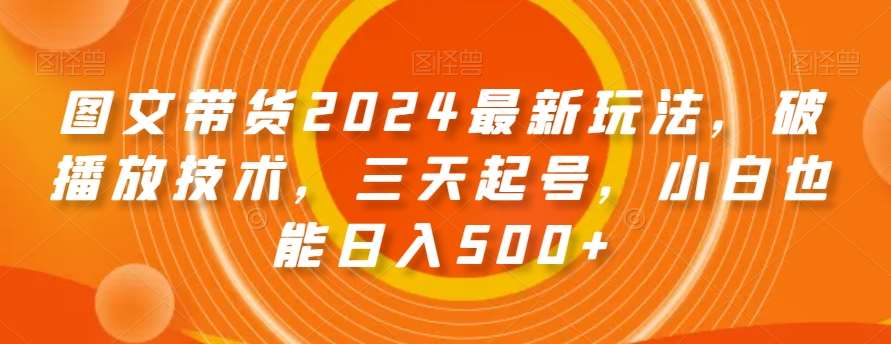 图文带货2024最新玩法，破播放技术，三天起号，小白也能日入500+【揭秘】-九节课