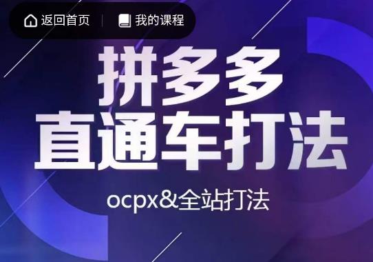 互力·拼多多直通车打法，ocpx&全站打法-九节课