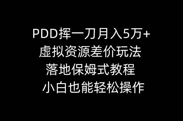 PDD挥一刀月入5万+，虚拟资源差价玩法，落地保姆式教程，小白也能轻松操作-九节课