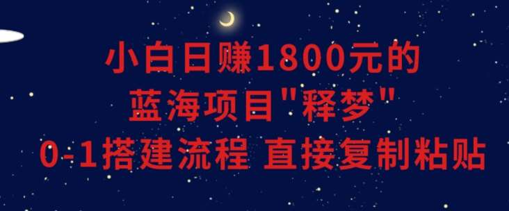 小白能日赚1800元的蓝海项目”释梦”0-1搭建流程可直接复制粘贴长期做【揭秘】-九节课