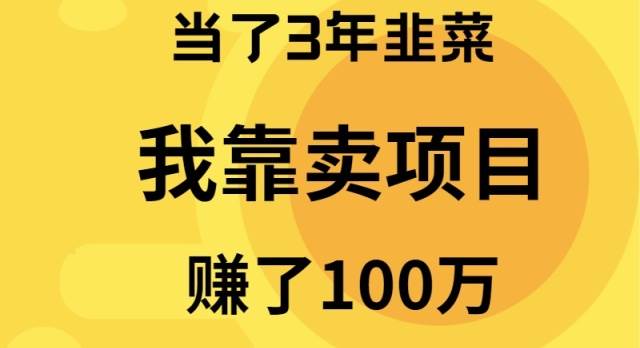 （9100期）当了3年韭菜，我靠卖项目赚了100万-九节课