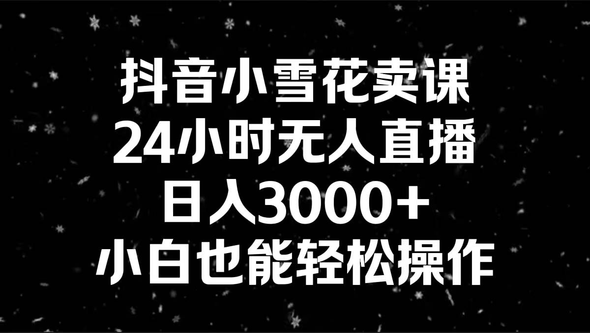 抖音小雪花卖课，24小时无人直播，日入3000+，小白也能轻松操作-九节课