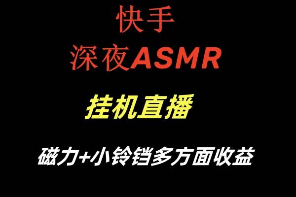 快手深夜ASMR挂机直播磁力+小铃铛多方面收益-九节课