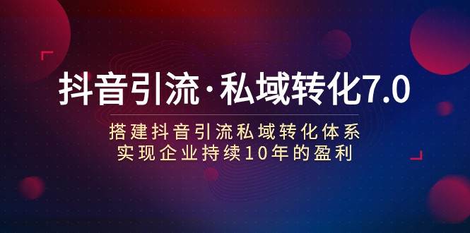 抖音引流·私域转化7.0：搭建抖音引流·私域转化体系 实现企业持续10年盈利-九节课