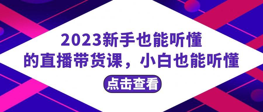 2023新手也能听懂的直播带货课，小白也能听懂，20节完整-九节课