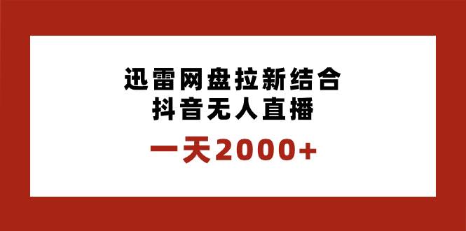 （8551期）一天2000+迅雷网盘拉新结合抖音无人直播，独创玩法保姆级教学-九节课