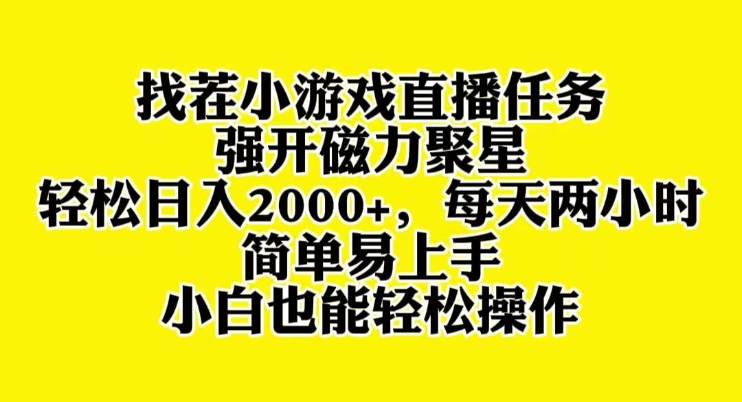 找茬小游戏直播，强开磁力聚星，轻松日入2000+，小白也能轻松上手-九节课