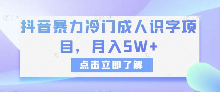 抖音暴力冷门成人识字项目，月入5W+【揭秘】-九节课