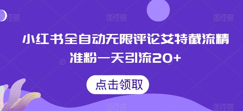 小红书全自动无限评论艾特截流精准粉，一天引流20+【揭秘】-九节课