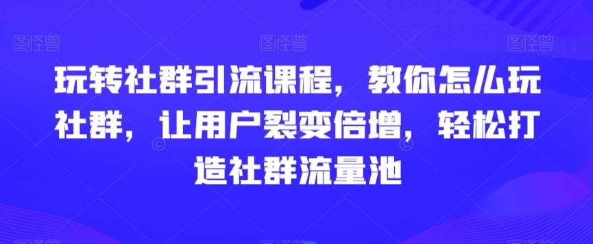 玩转社群引流课程，教你怎么玩社群，让用户裂变倍增，轻松打造社群流量池-九节课