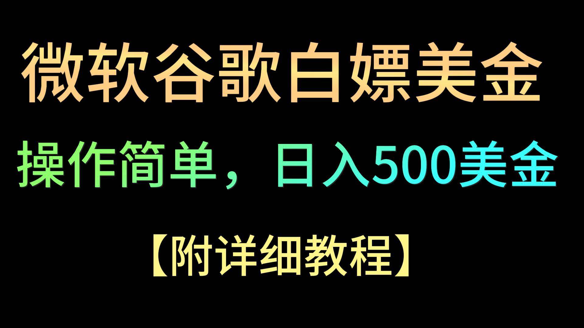 微软谷歌项目3.0，轻松日赚500+美金，操作简单，小白也可轻松入手！-九节课