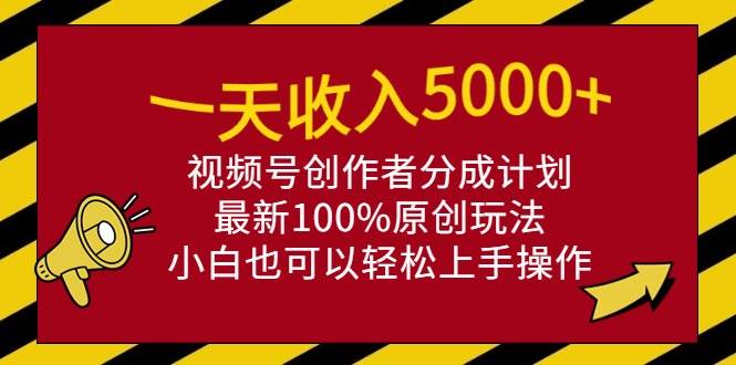 （9599期）一天收入5000+，视频号创作者分成计划，最新100%原创玩法，小白也可以轻…-九节课