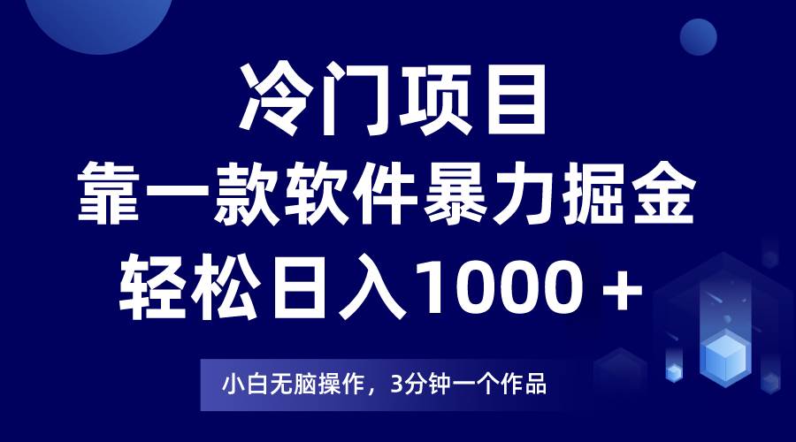 （9791期）冷门项目，靠一款软件暴力掘金日入1000＋，小白轻松上手第二天见收益-九节课