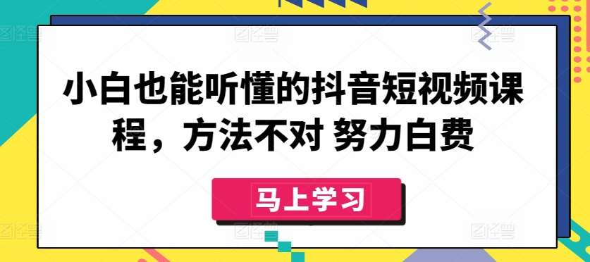 小白也能听懂的抖音短视频课程，方法不对 努力白费-九节课