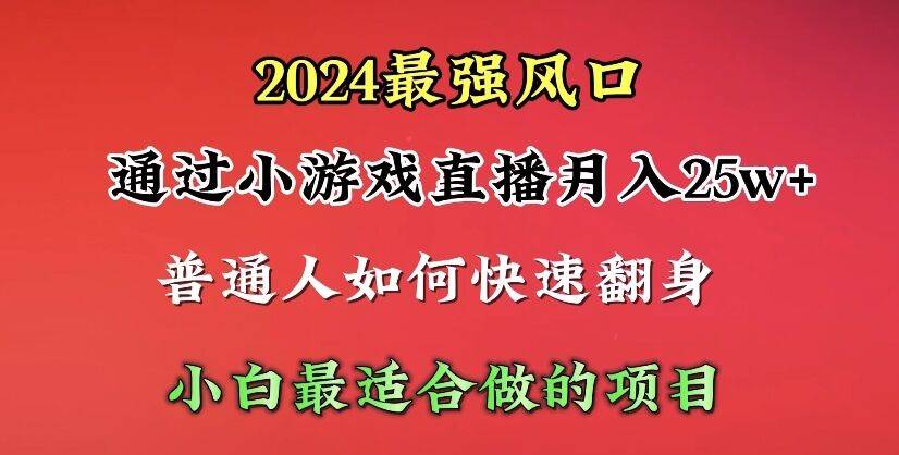 （10020期）2024年最强风口，通过小游戏直播月入25w+单日收益5000+小白最适合做的项目-九节课