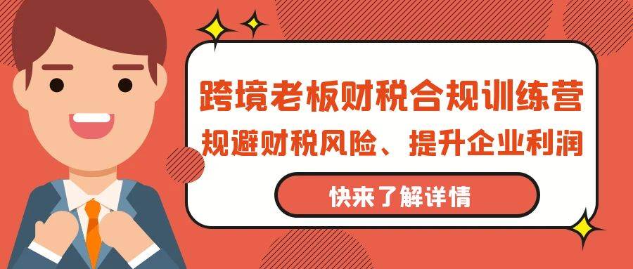 （9838期）跨境老板-财税合规训练营，规避财税风险、提升企业利润-九节课