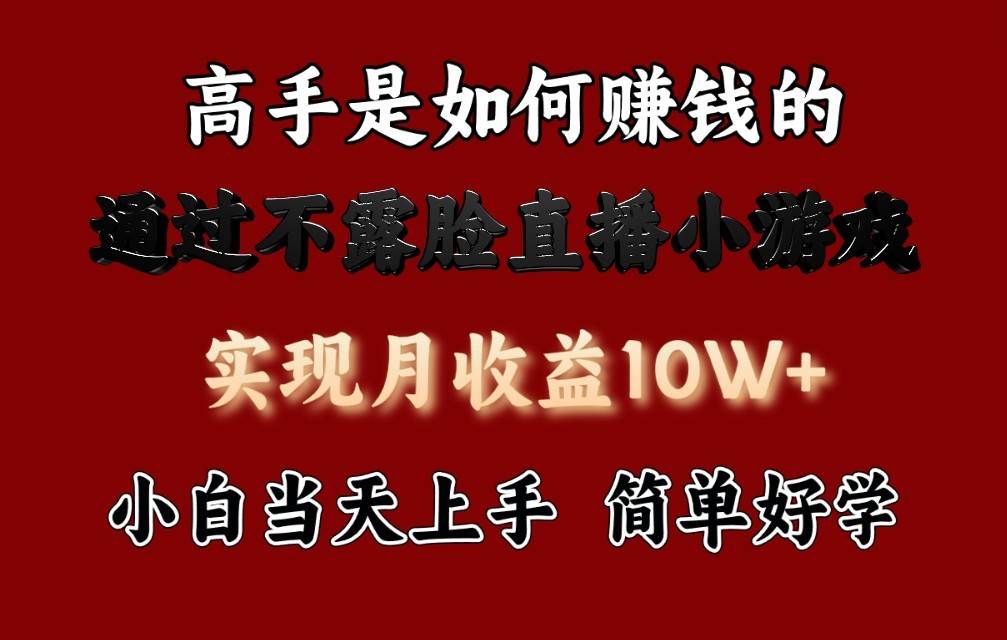 每天收益3800+，来看高手是怎么赚钱的，新玩法不露脸直播小游戏，小白当天上手-九节课