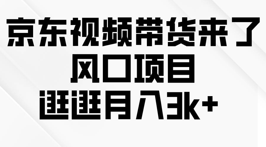 （10025期）京东短视频带货来了，风口项目，逛逛月入3k+-九节课