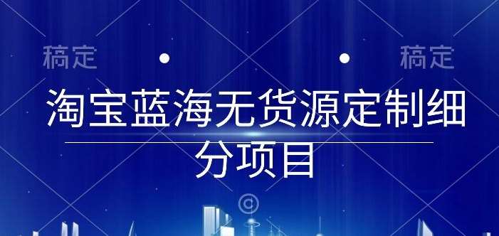 淘宝蓝海无货源定制细分项目，从0到起店实操全流程【揭秘】-九节课