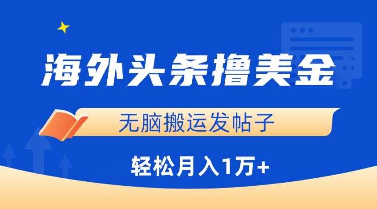 海外头条撸美金，无脑搬运发帖子，月入1万+，小白轻松掌握【揭秘】-九节课