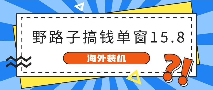 （10385期）海外装机，野路子搞钱，单窗口15.8，已变现10000+-九节课