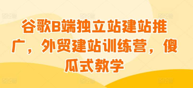 谷歌B端独立站建站推广，外贸建站训练营，傻瓜式教学-九节课