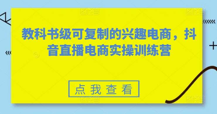 教科书级可复制的兴趣电商，抖音直播电商实操训练营-九节课