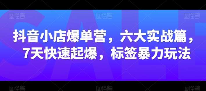 抖音小店爆单营，六大实战篇，7天快速起爆，标签暴力玩法-九节课